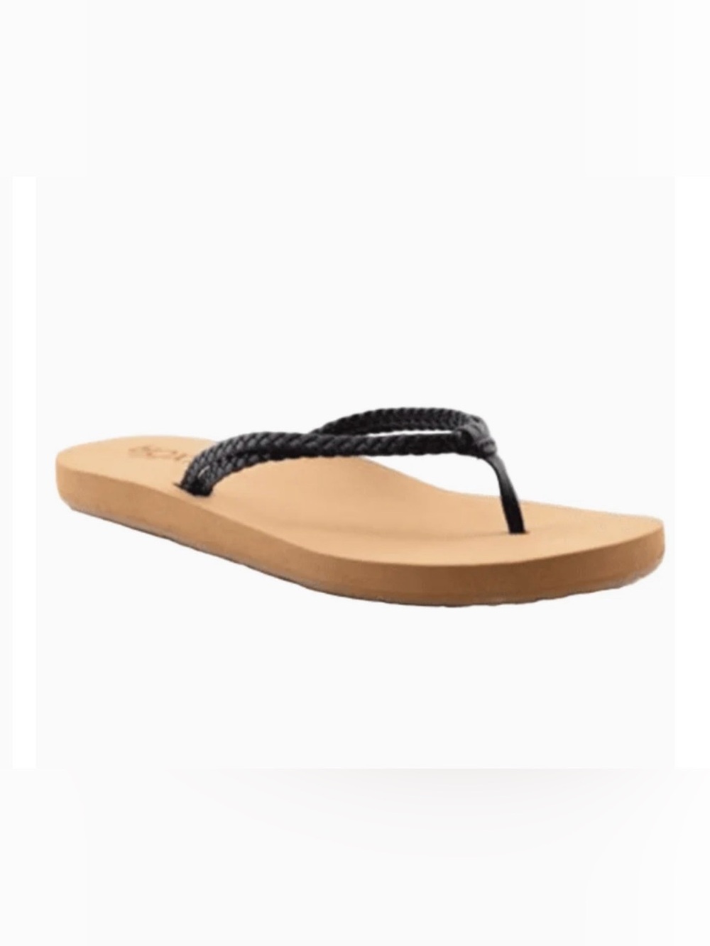 ROXY “Costas II” black braided tan beach summer boho flip flops sandals 7 8